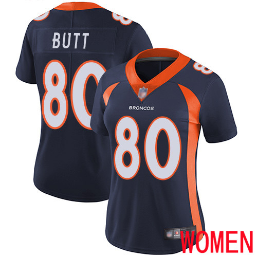 Women Denver Broncos #80 Jake Butt Navy Blue Alternate Vapor Untouchable Limited Player Football NFL Jersey
